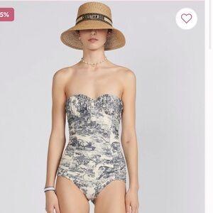 Swimsuit White And Blue Toile De Jouy Fashion Logo 
Size US-M